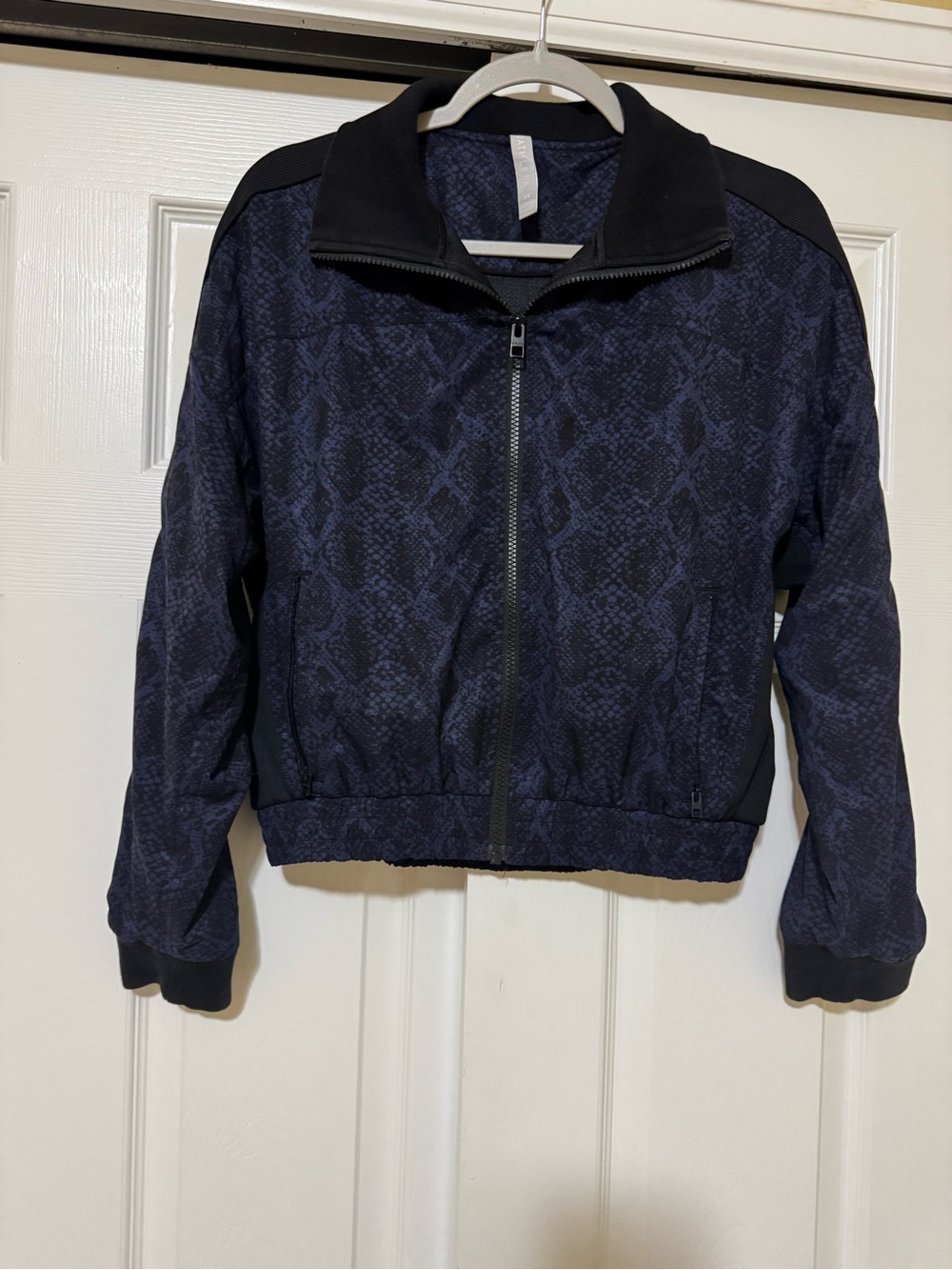 Athleta Women's Navy Snake-Print Zip Jacket
